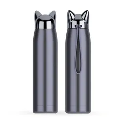 Thermos à vide à double paroi - bouteille d'eau - mug thermique avec oreilles de renard - acier inoxydable - 320ml