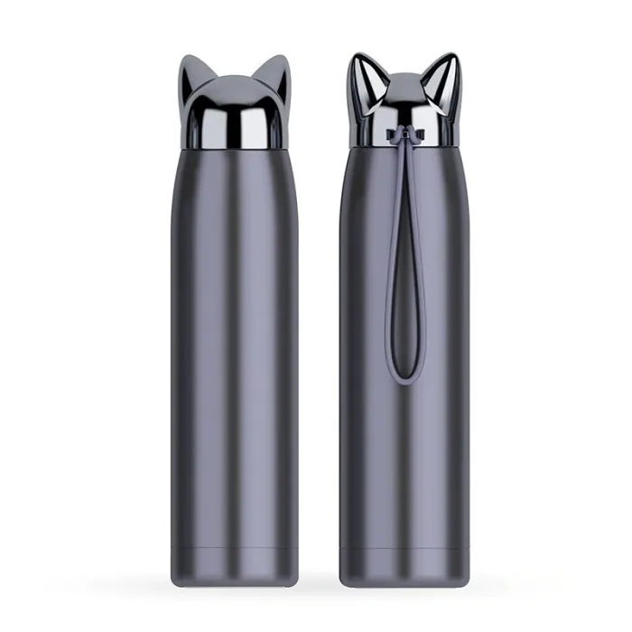 Thermos à vide à double paroi - bouteille d'eau - mug thermique avec oreilles de renard - acier inoxydable - 320ml