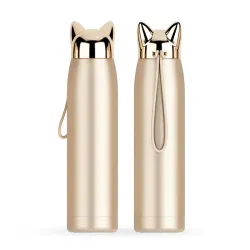 Thermos à vide à double paroi - bouteille d'eau - mug thermique avec oreilles de renard - acier inoxydable - 320ml