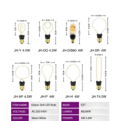 E27E27 - 220V - 240V - 3W - 4W - 4.5W - bulbo LED vintage - diseño irregular
