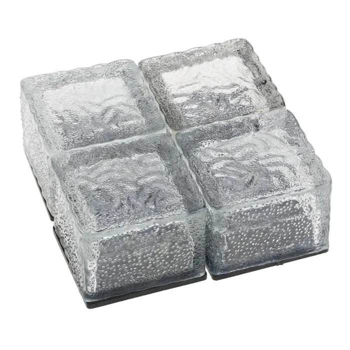 Iluminación solarPiedra de vidrio - hielo cubo - luz de jardín de cristal - lámpara de noche - solar - 4 piezas