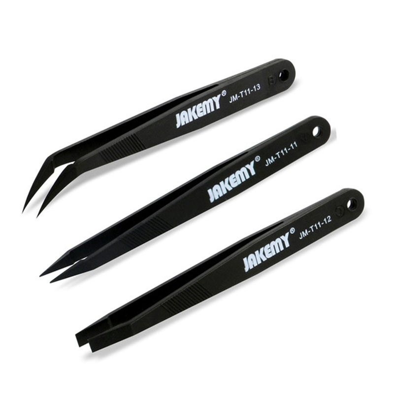 Anti-static tweezers - straight - curved - 3 pieces