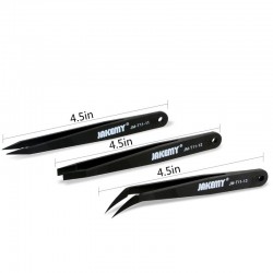 Anti-static tweezers - straight - curved - 3 pieces