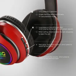 Casque Bluetooth - annulation de bruit - casque sans fil - LED