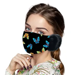 Mascarillas bucales2 en 1 - cara / boca máscara con auriculares - mariposas imprimir