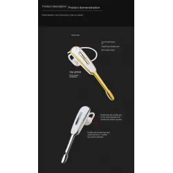 Mini - Crochet d'oreille Bluetooth - mains libres - écouteur en cuir avec microphone - bruit annulling