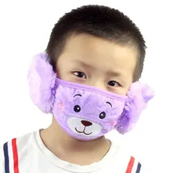 2 in 1 - orecchio muffs / maschera per bambini - peluche orso