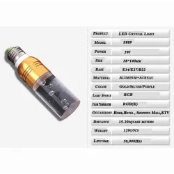 E14Bombilla LED de cristal acrílico - RGB - E27 - E14 - AC85 - 265V