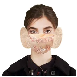 2 i 1 - ansiktsmask / öronmuffar - blommigt spetstryck