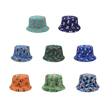 Vintage - cappello da pesca stampato - reversibile - unisex