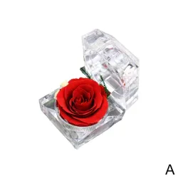 Rose fraîche préservée - boîte à bijoux en cristal - mariage - Saint-Valentin