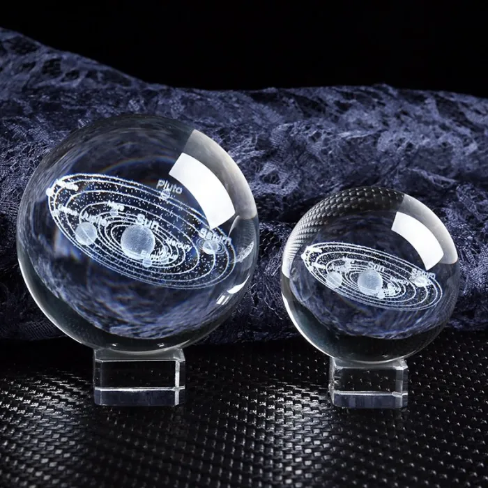 Solar figurines - 3D planets model - crystal ball - desk decoration