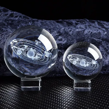 Solar figurines - 3D planets model - crystal ball - desk decoration