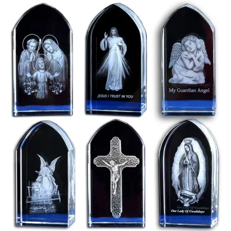 3D laser gravé cube - Jésus - ange - vierge Mary - statue en cristal