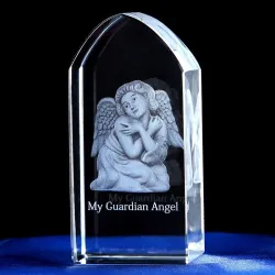 Decoración3D láser grabado cubo - Jesús - ángel - virgen Mary - estatua de cristal