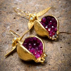 romã de ouro - brincos dangle