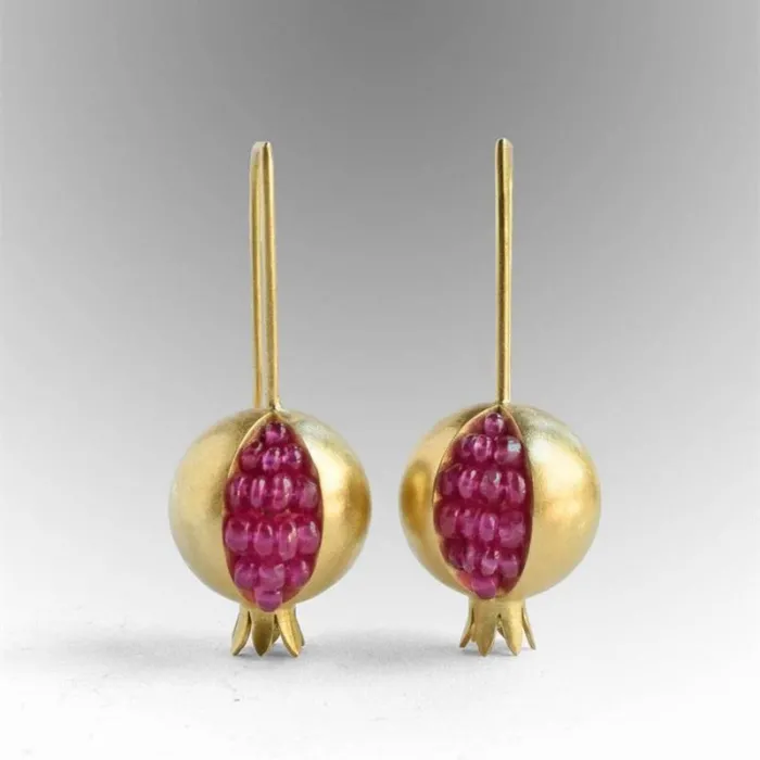 AretesOro / plata granada - pendientes elegantes