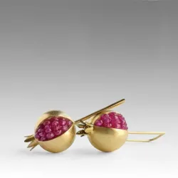 AretesOro / plata granada - pendientes elegantes
