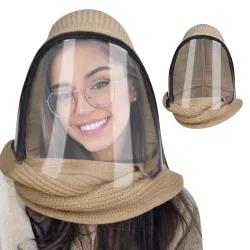 Full face transparent mask with scarf & zipper