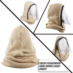 Full face transparent mask with scarf & zipper
