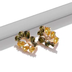 Olive tree color zircon - luxurious earrings
