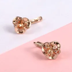 AretesPendientes con flor & cristal amarillo - oro rosa
