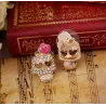 Crystal skull with rose - small earrings