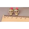 Crystal skull with rose - small earrings