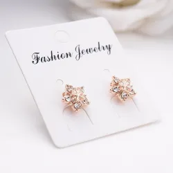 Aretescopos de nieve de cristal - pendientes de oro rosa