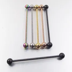 Skręcona przemysłowa sztanga - piercing - stal nierdzewna - 38mmKolczyki