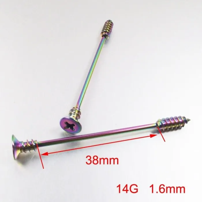 Campanello industriale twistato - piercing corpo - acciaio inox - 38mm