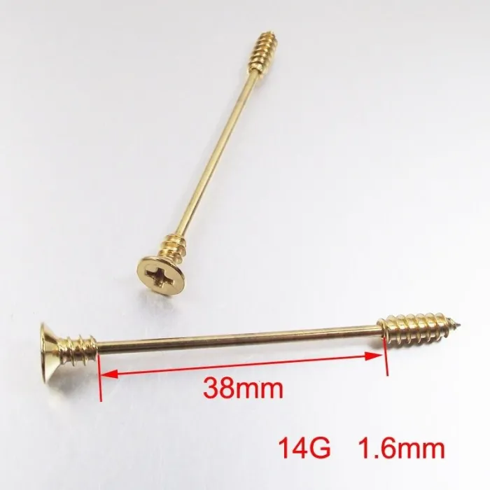 Skręcona przemysłowa sztanga - piercing - stal nierdzewna - 38mmKolczyki