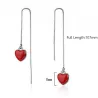 Long earrings with red heart