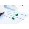Long silver earrings with green zirconiaEarrings