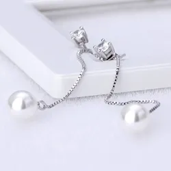 Long earrings with crystal & white pearl