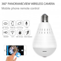 Mini caméra de sécurité IP - sans fil - LED - 960P - WiFi - CCTV - fisheye - deux façons audio - ampoule - lampe