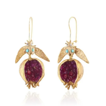 Kultainen granaattiomena - Dangle Earrings