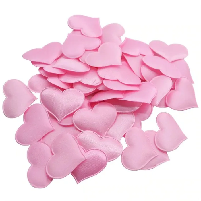 Satin hjärtan kronblad - confetti - bröllop / bord / sängar / Alla hjärtans dekoration - 100 bitar - 35mm