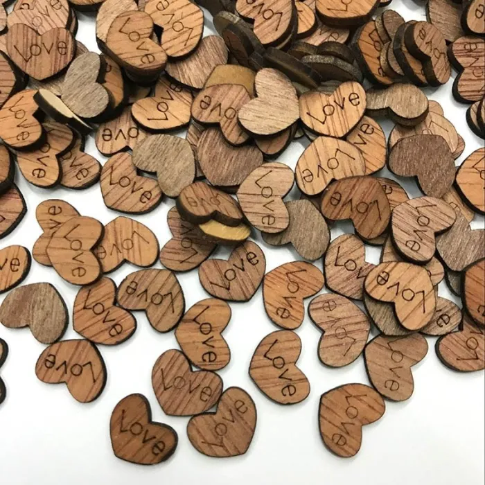 Mini houten liefdeshartjes - decoratie - 100 stuksValentijnsdag