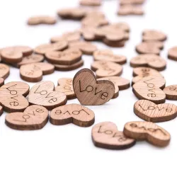Mini trä älskar hjärtan - dekoration - 100 bitar