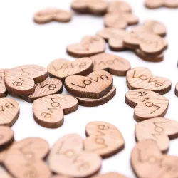 Mini coeurs d'amour en bois - décoration - 100 pièces