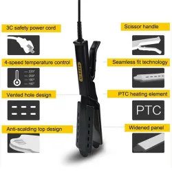 Ceramic hair straightener - temperature adjustment - ionic - dry / wet hair