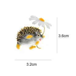 Small hedgehog with a flower - brooch