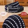 Braided elastic belt - leather - unisex