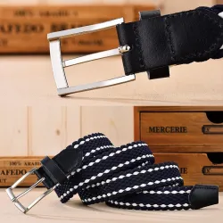 Braided elastic belt - läder - unisex