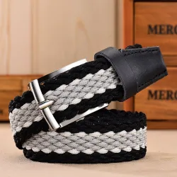 Braided elastic belt - läder - unisex