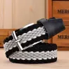Braided elastic belt - läder - unisex