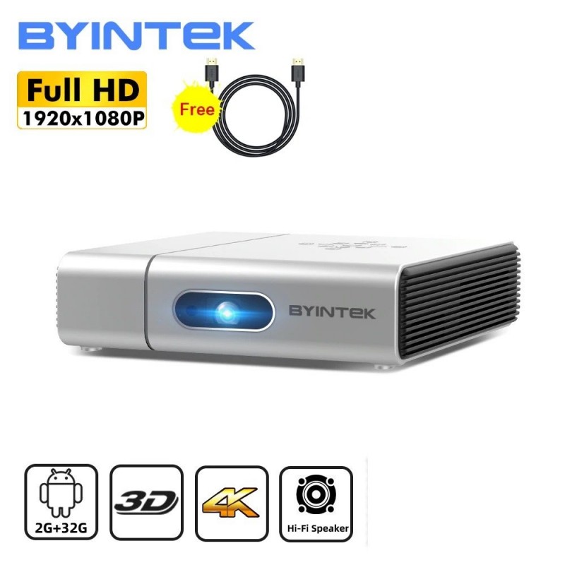 BYINTEK U50 / U50 Pro - full HD - 1080P - 2K 3D 4K - Android - Wifi - LED DLP mini projetor