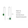 Long silver earrings with green zirconiaEarrings