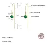 AretesPendientes dorados largos - esmeralda cuadrada - plata de ley 925